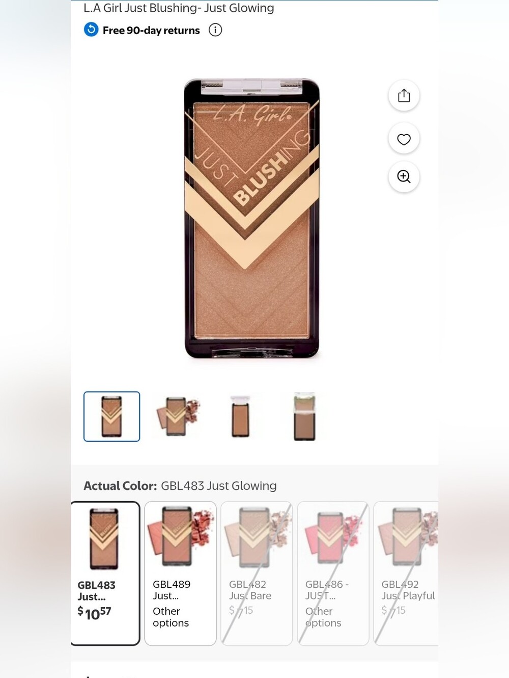 7pk L.A. Girl Just Blushing - Just Glowing Bronzer/Highlighter